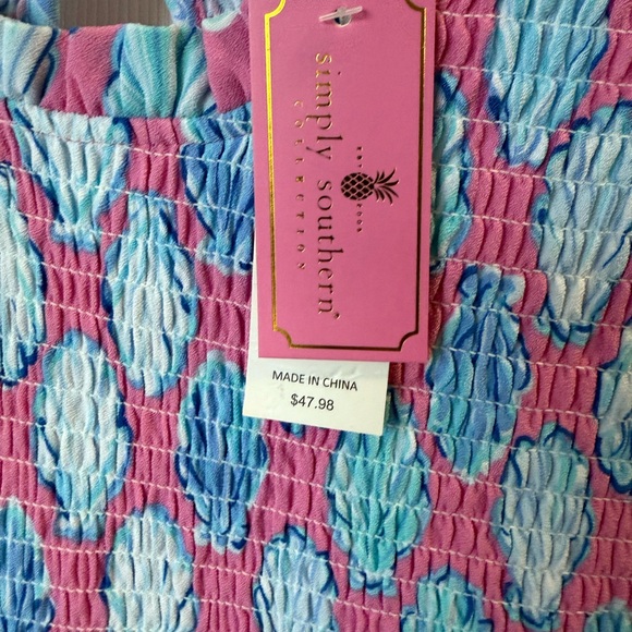 Women’s Simply Southern Shells Tiered Midi Maxi Dress Smocked Ruffle XL NWT - Picture 7 of 7